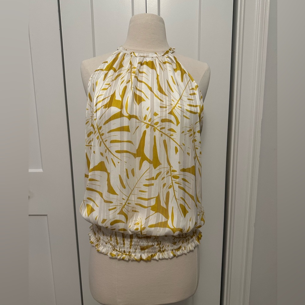 Joie Yellow and White Patterned Tank Top